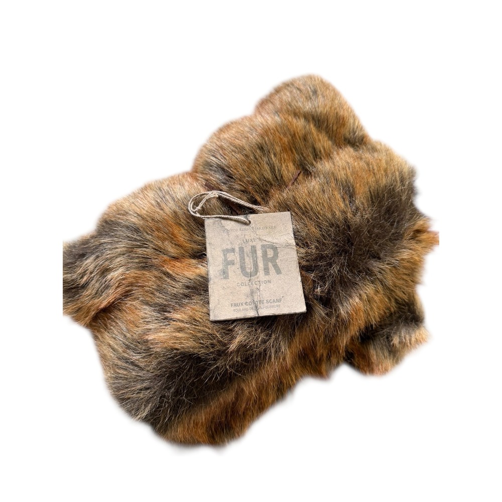 RH Restoration Hardware Scarf Brown New Faux Coyote Luxe Fur Women‎ OS NWT